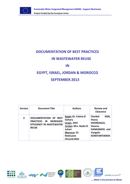 Documentation of Best Practices in Wastewater Reuse in Egypt, Israel, Jordan & Morocco September 2013