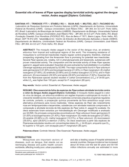 Essential Oils of Leaves of Piper Species Display Larvicidal Activity Against the Dengue Vector, Aedes Aegypti (Diptera: Culicidae)