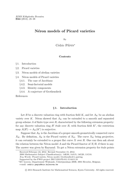 Néron Models of Picard Varieties