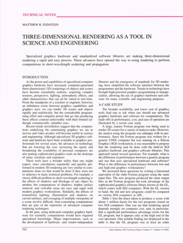 Three-Dimensional Rendering As a Tool in Science and Engineering