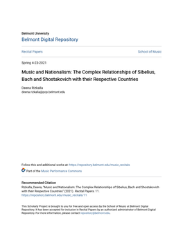 Music and Nationalism: the Complex Relationships of Sibelius, Bach and Shostakovich with Their Respective Countries