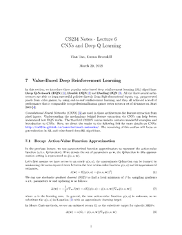 CS234 Notes - Lecture 6 Cnns and Deep Q Learning