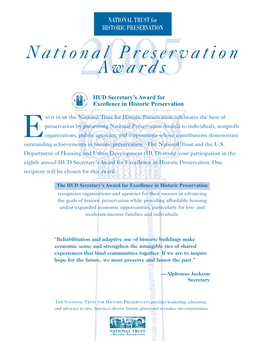 NATIONAL TRUST for HISTORIC PRESERVATION National Preser Vation 2005A Wards