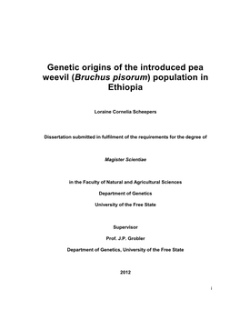 Genetic Origins of the Introduced Pea Weevil (Bruchus Pisorum) Population in Ethiopia