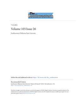 Volume 103 Issue 26 Southwestern Oklahoma State University