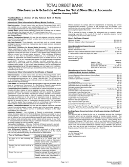 Disclosures& Schedule Offeesfor Totaldirectbank Accounts