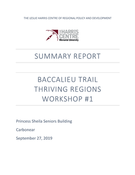 Summary Report Baccalieu Trail Thriving Regions