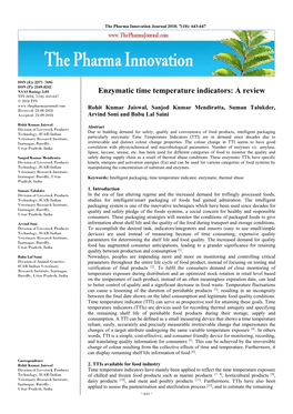 Enzymatic Time Temperature Indicators: a Review