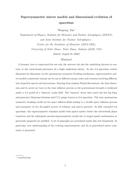 Supersymmetric Mirror Models and Dimensional Evolution of Spacetime