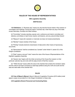 Rules of the House of Representatives