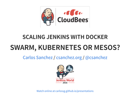 SWARM, KUBERNETES OR MESOS? Carlos Sanchez / Csanchez.Org / @Csanchez