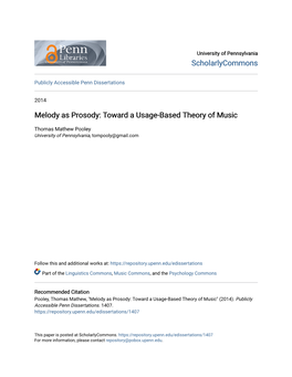 Melody As Prosody: Toward a Usage-Based Theory of Music