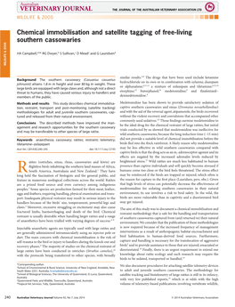 Chemical Immobilisation and Satellite Tagging of Free-Living Southern Cassowaries