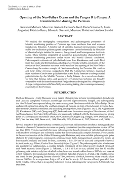 Opening of the Neo-Tethys Ocean and the Pangea B to Pangea a Transformation During the Permian