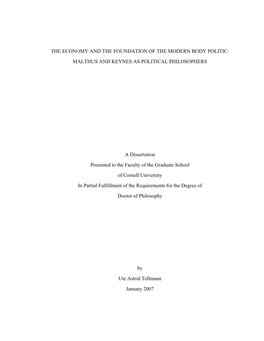 The Economy and the Foundation of the Modern Body Politic: Malthus and Keynes As Political Philosophers