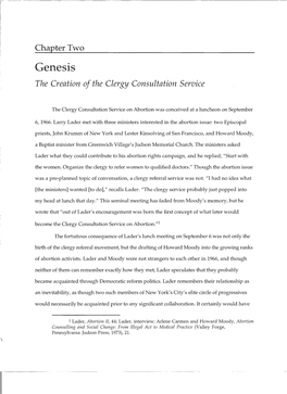 Chapter Two Genesis the Creation of the Clergy Consultation Service