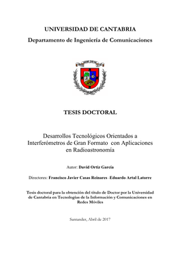 Desarrollos Tecnológicos Orientados a Interferómetros De Gran Formato Con Aplicaciones En Radioastronomía