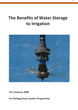 The Benefits of Water Storage to Irrigation