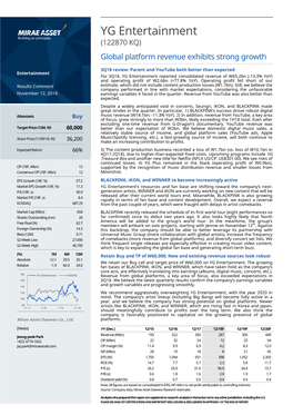 YG Entertainment (122870 KQ ) Global Platform Revenue Exhibits Strong Growth