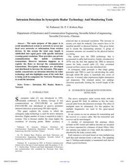 Intrusion Detection in Synergistic Radar Technology and Monitoring Tools