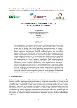 Overview of Geothermal Surface Exploration Methods