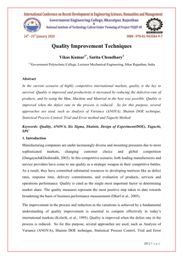 Quality Improvement Techniques