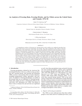 An Analysis of Freezing Rain, Freezing Drizzle, and Ice Pellets Across the United States and Canada: 1976±90