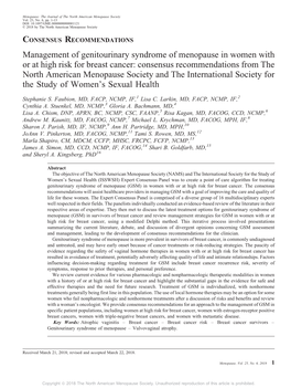 Management of Genitourinary Syndrome of Menopause in Women