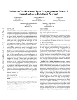 Collective Classification of Spam Campaigners on Twitter: a Hierarchical Meta-Path Based Approach