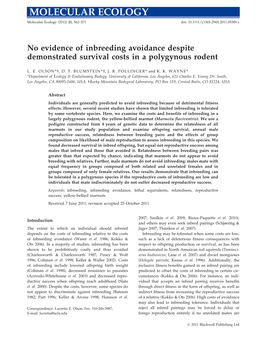 No Evidence of Inbreeding Avoidance Despite Demonstrated Survival Costs in a Polygynous Rodent