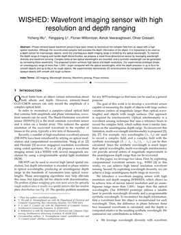 Wavefront Imaging Sensor with High Resolution and Depth Ranging