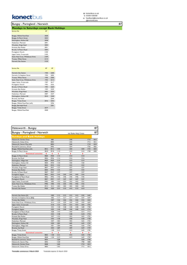 Bungay - Poringland - Norwich 87 Mondays to Saturdays Except Bank Holidays Service No 87