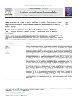 Blood Serum Acute Phase Proteins and Iron Dynamics During Acute Phase Response of Salmonella Enterica Serotype Dublin Experiment