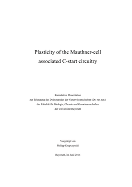 Plasticity of the Mauthner-Cell Associated C-Start Circuitry