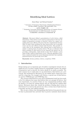 Identifying Ideal Lattices