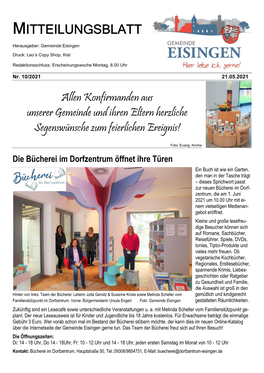 Mitteilungsblatt Der Gemeinde Eisingen in Unterfranken Vom 21