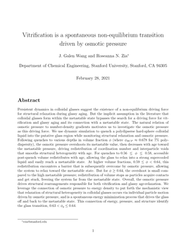 Vitrification Is a Spontaneous Non-Equilibrium Transition Driven By