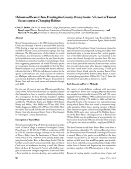 Odonata of Beaver Dam, Huntingdon County, Pennsylvania: a Record of Faunal Succession in a Changing Habitat