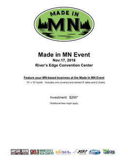Made in MN Event Nov.17, 2018 River’S Edge Convention Center