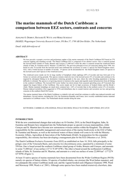 The Marine Mammals of the Dutch Caribbean: a Comparison Between EEZ Sectors, Contrasts and Concerns