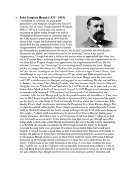 John Simpson Hough (1833 - 1919) I Would Like to Nominate My Great-Great Grandfather John Simpson Hough to the Santa Fe Historic Hall of Fame