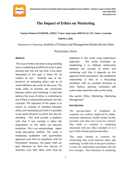 The Impact of Ethics on Marketing