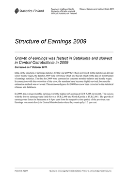 Structure of Earnings 2009