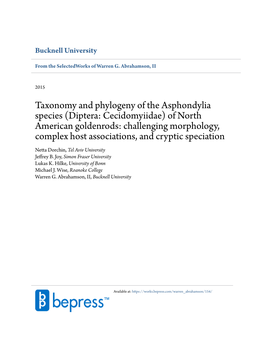 Taxonomy and Phylogeny of the Asphondylia