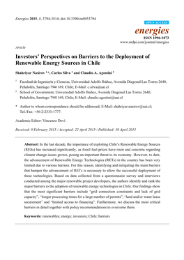 Investors' Perspectives on Barriers to the Deployment of Renewable