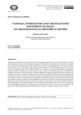 Vandals, Ostrogoths and the Byzantine Footprints in Sicily: an Archaeological-Historical Review
