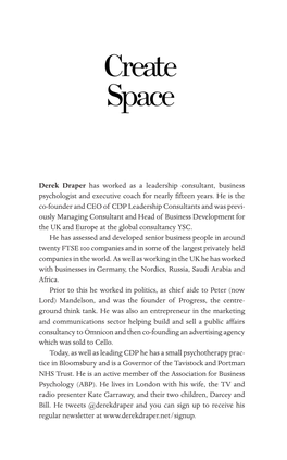 Derek Draper Has Worked As a Leadership Consultant, Business Psychologist and Executive Coach for Nearly Fifteen Years