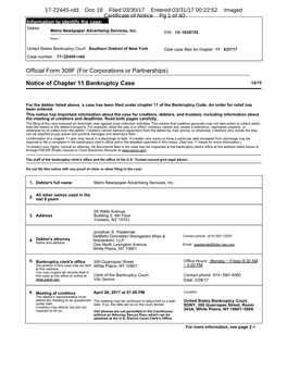Notice of Chapter 11 Bankruptcy Case 12/15