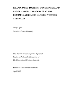 Houtman Abrolhos Islands Visitation Study Air Charter Operator Postal Survey 2004