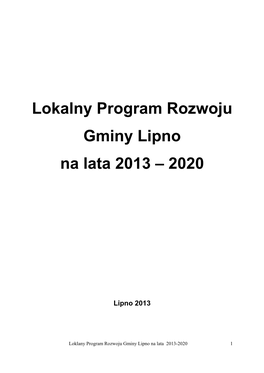 Lokalny Program Rozwoju Gminy Lipno Na Lata 2013 – 2020